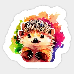 Cute Colorful Hedgehog Watercolor Sticker